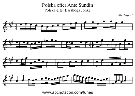 Polska efter Ante Sundin - staff notation