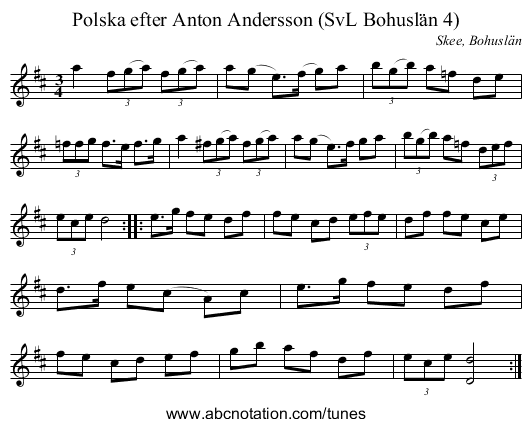 Polska efter Anton Andersson (SvL Bohuslän 4) - staff notation