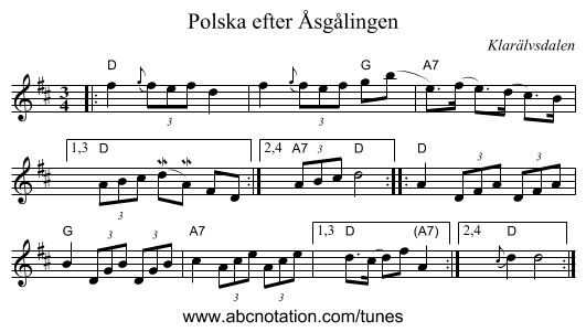 Polska efter &Aring;sg&aring;lingen - staff notation