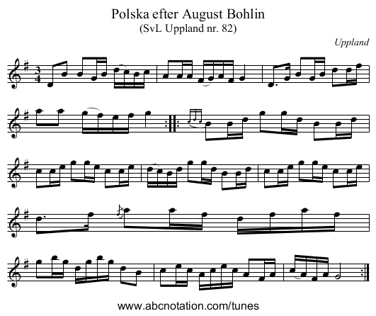 Polska efter August Bohlin - staff notation