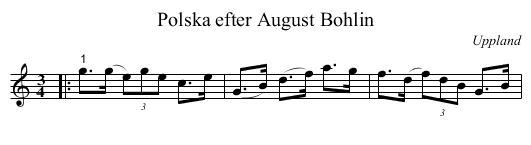 Polska efter August Bohlin - staff notation