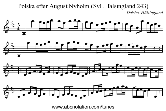 Polska efter August Nyholm (SvL Hälsingland 243) - staff notation