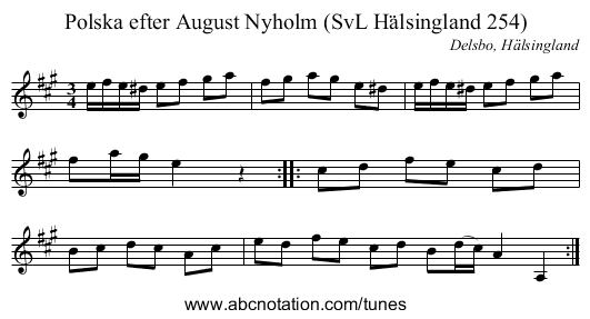 Polska efter August Nyholm (SvL Hälsingland 254) - staff notation