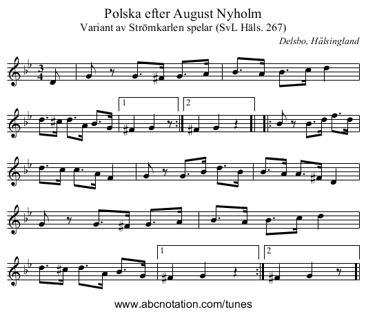 Polska efter August Nyholm - staff notation