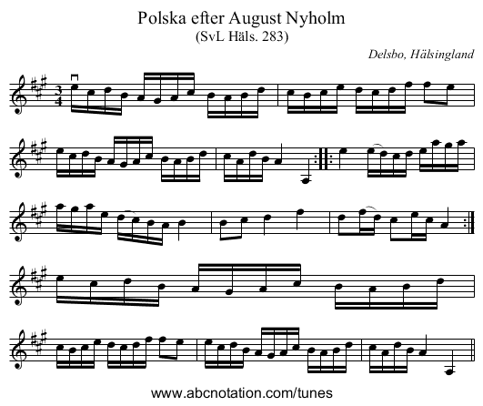 Polska efter August Nyholm - staff notation