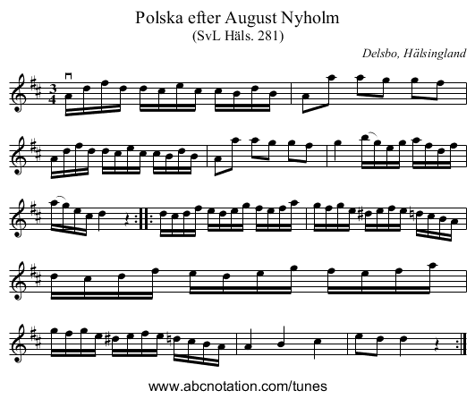 Polska efter August Nyholm - staff notation