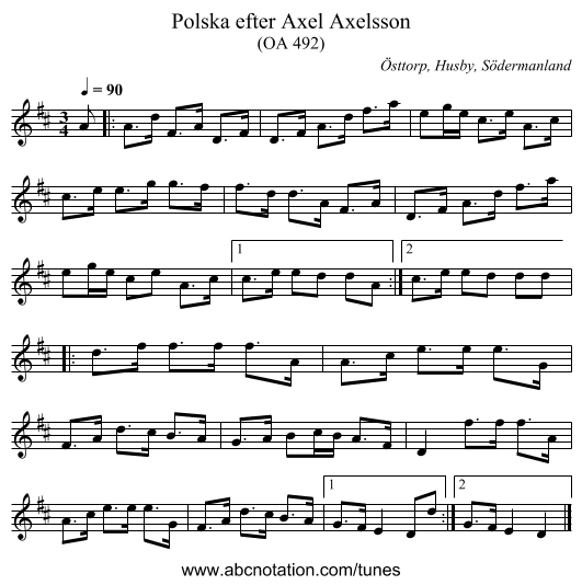 Polska efter Axel Axelsson - staff notation