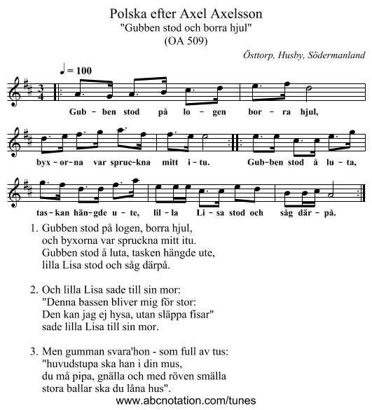 Polska efter Axel Axelsson - staff notation