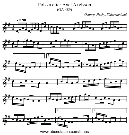 Polska efter Axel Axelsson - staff notation