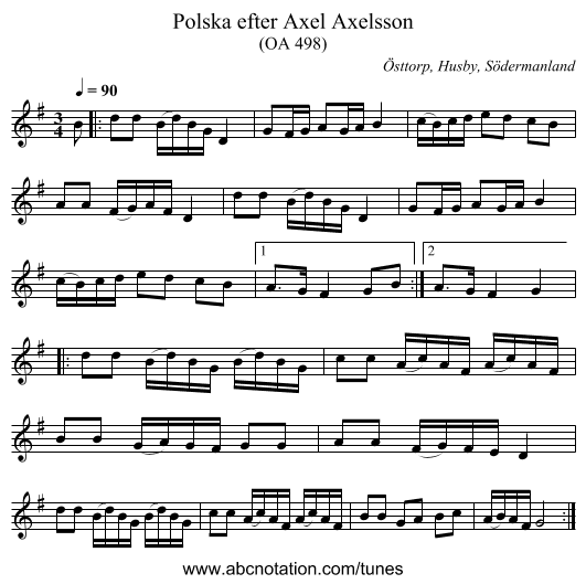 Polska efter Axel Axelsson - staff notation