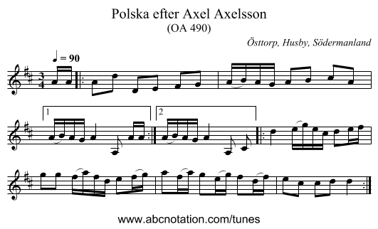 Polska efter Axel Axelsson - staff notation
