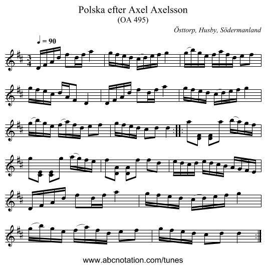Polska efter Axel Axelsson - staff notation