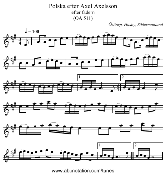Polska efter Axel Axelsson - staff notation