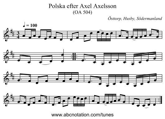 Polska efter Axel Axelsson - staff notation