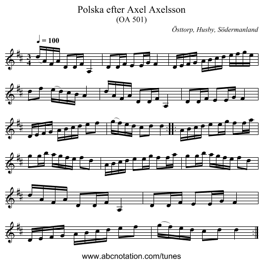 Polska efter Axel Axelsson - staff notation