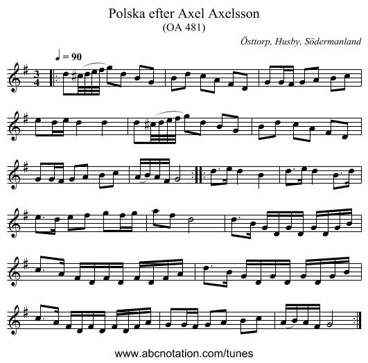 Polska efter Axel Axelsson - staff notation