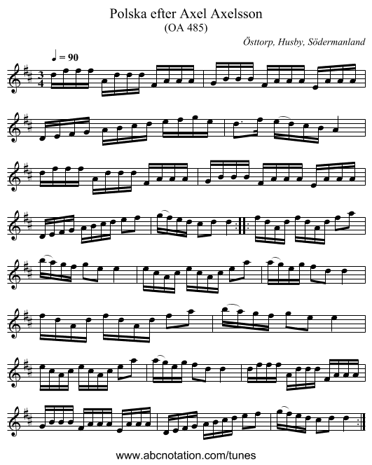 Polska efter Axel Axelsson - staff notation
