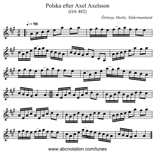Polska efter Axel Axelsson - staff notation
