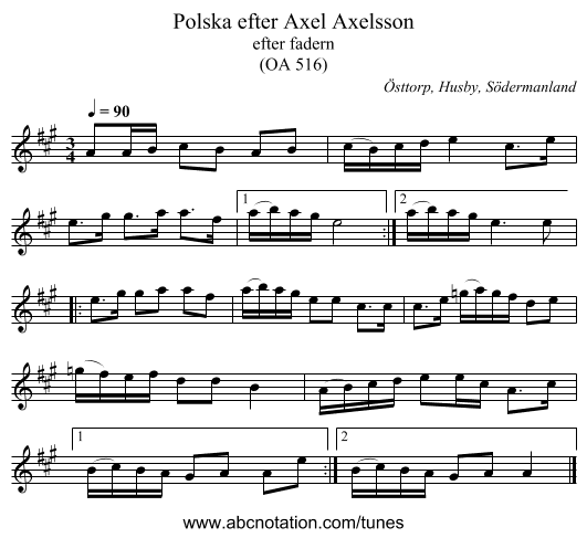 Polska efter Axel Axelsson - staff notation