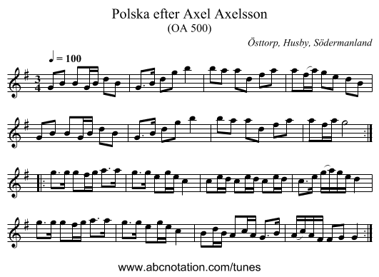 Polska efter Axel Axelsson - staff notation