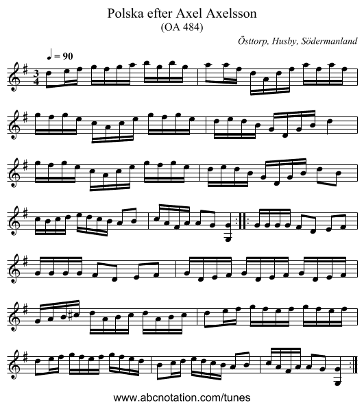 Polska efter Axel Axelsson - staff notation