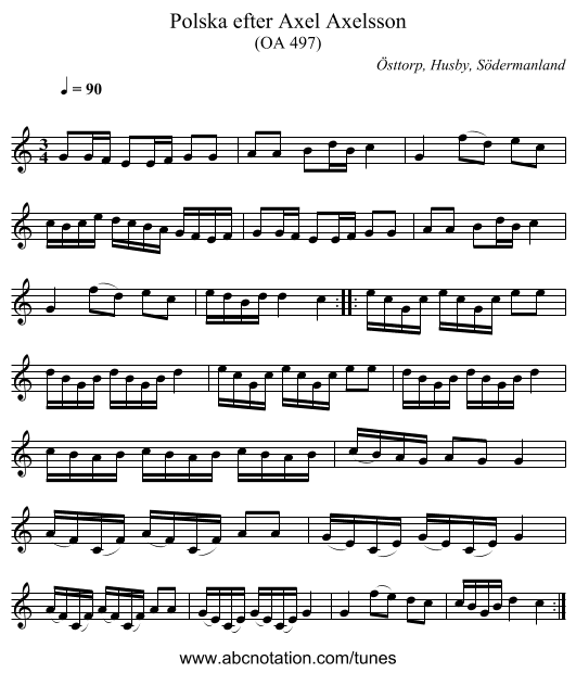 Polska efter Axel Axelsson - staff notation
