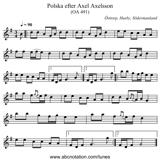 Polska efter Axel Axelsson - staff notation