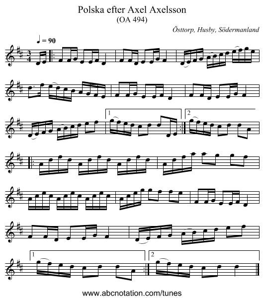 Polska efter Axel Axelsson - staff notation