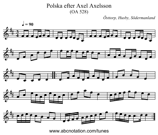 Polska efter Axel Axelsson - staff notation