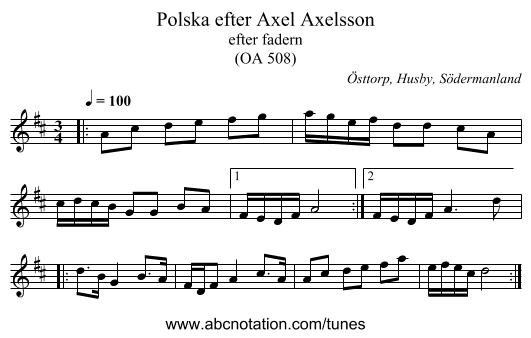 Polska efter Axel Axelsson - staff notation