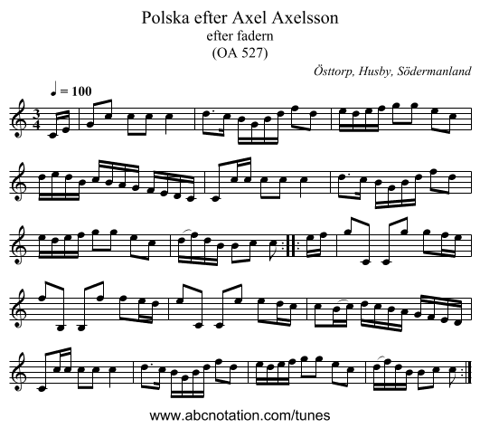 Polska efter Axel Axelsson - staff notation