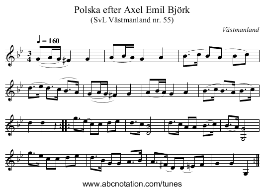 Polska efter Axel Emil Björk - staff notation