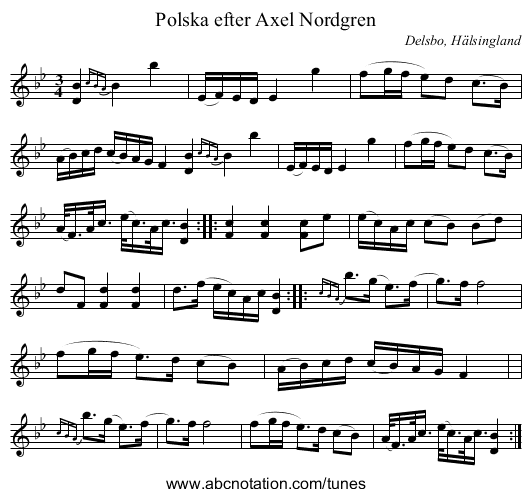 Polska efter Axel Nordgren - staff notation