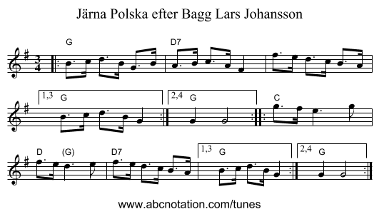 Polska efter Bagg Lars Johansson, J&auml;rna - staff notation