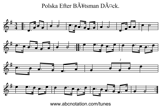 Polska Efter BÃ¥tsman DÃ¤ck. - staff notation