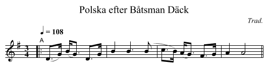 Polska efter B&aring;tsman D&auml;ck - staff notation