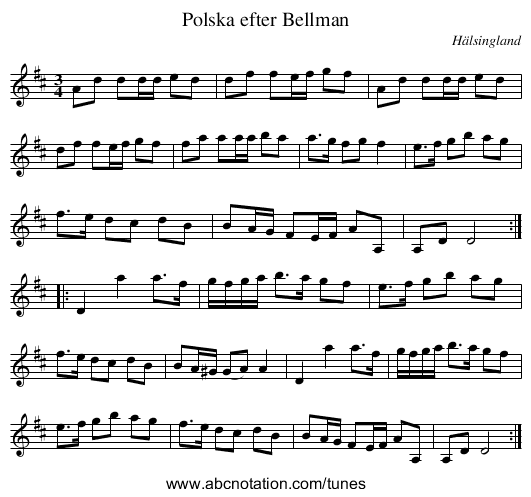 Polska efter Bellman - staff notation