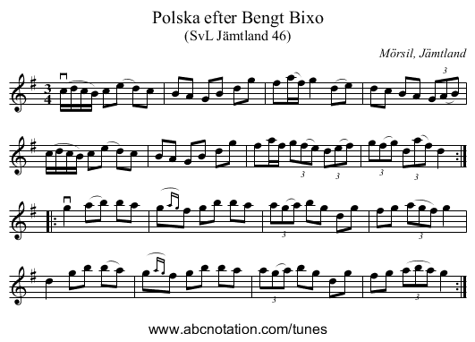 Polska efter Bengt Bixo - staff notation
