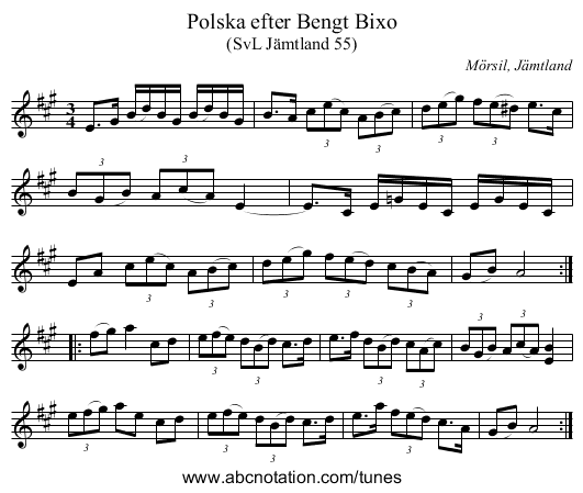 Polska efter Bengt Bixo - staff notation