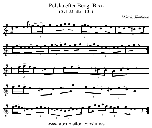 Polska efter Bengt Bixo - staff notation