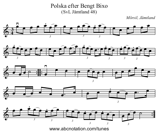 Polska efter Bengt Bixo - staff notation