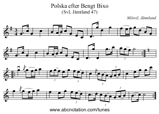 Polska efter Bengt Bixo - staff notation