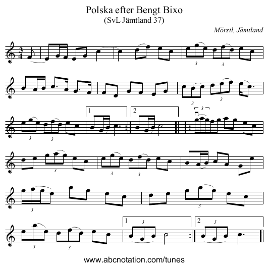Polska efter Bengt Bixo - staff notation