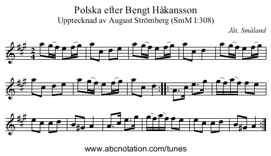 Polska efter Bengt Håkansson - staff notation