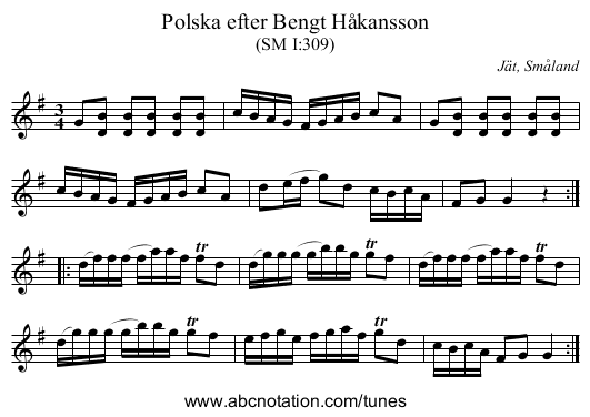 Polska efter Bengt Håkansson - staff notation