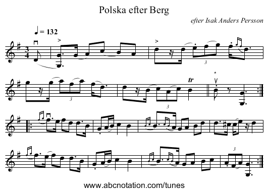 Polska efter Berg - staff notation