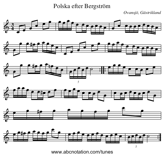 Polska efter Bergström - staff notation