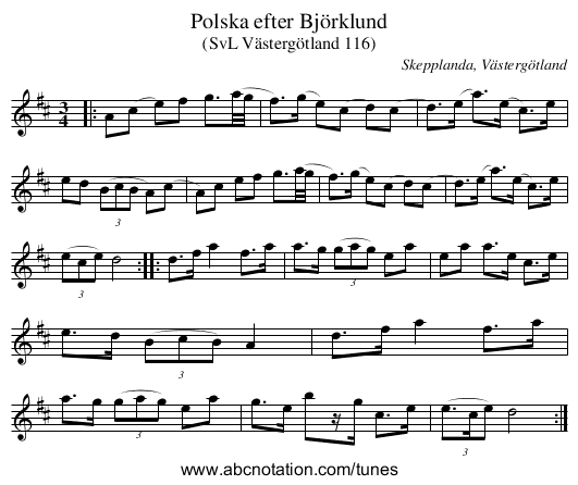 Polska efter Björklund - staff notation