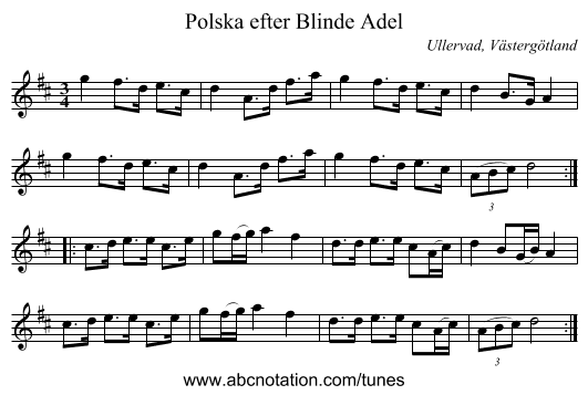 Polska efter Blinde Adel - staff notation