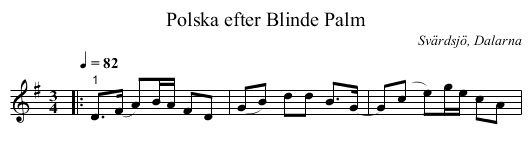 Polska efter Blinde Palm - staff notation